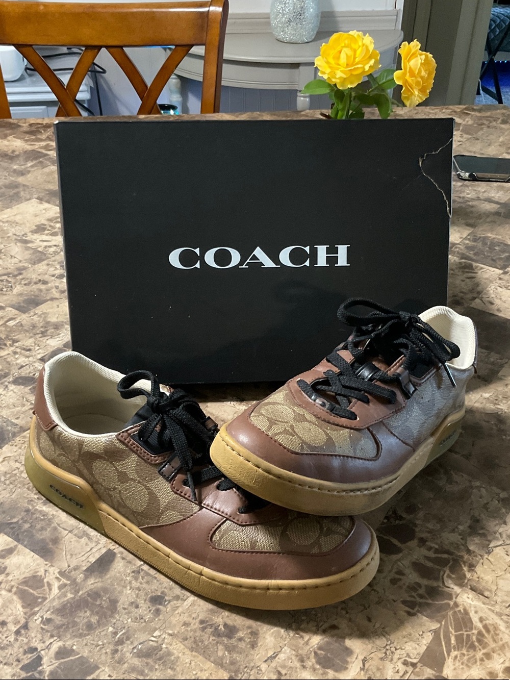 Coach Men’s Brown & Tan Signature Low-Top Sneakers